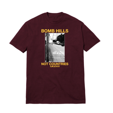 GX1000 Bomb Hills Not Countries burgundy/yellow Tee