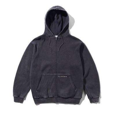 Butter Waffle black overdye Zip Hoody