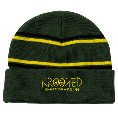 Krooked Krooked Eyes Striped green Beanie