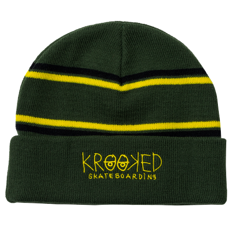 Krooked Krooked Eyes Striped green Beanie